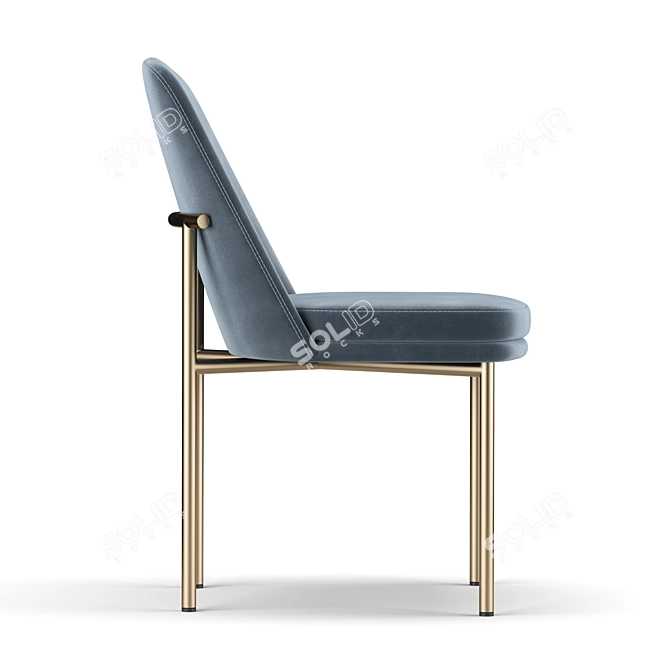 Sleek Metal Frame Dining Chair 3D model image 4