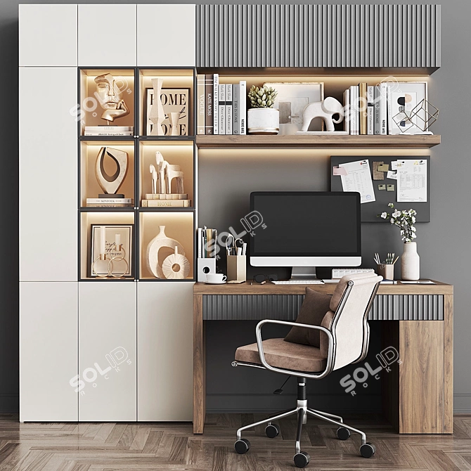 Ergonomic Office Desk Set 3D model image 1