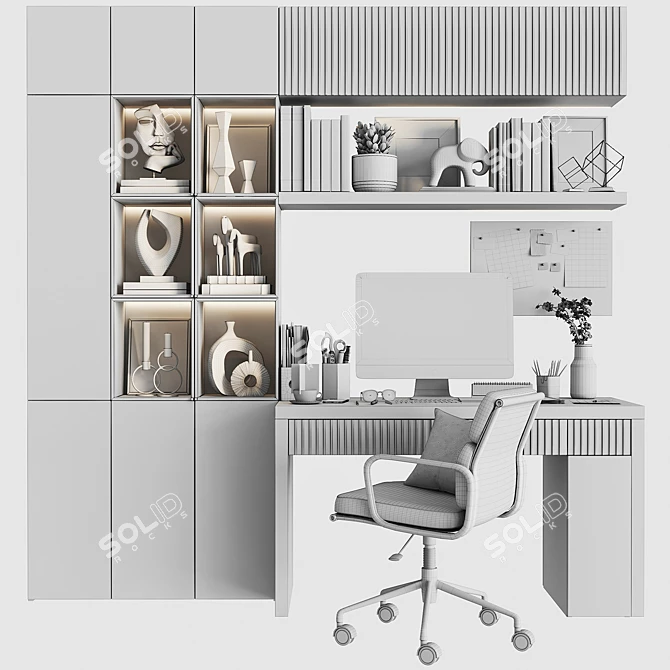 Ergonomic Office Desk Set 3D model image 2