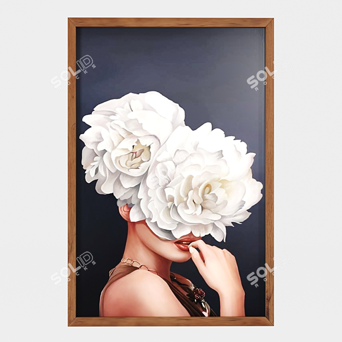 Art Line Flower Head Woman Framed Paintings 3D model image 2
