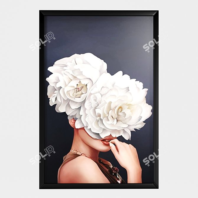 Art Line Flower Head Woman Framed Paintings 3D model image 3