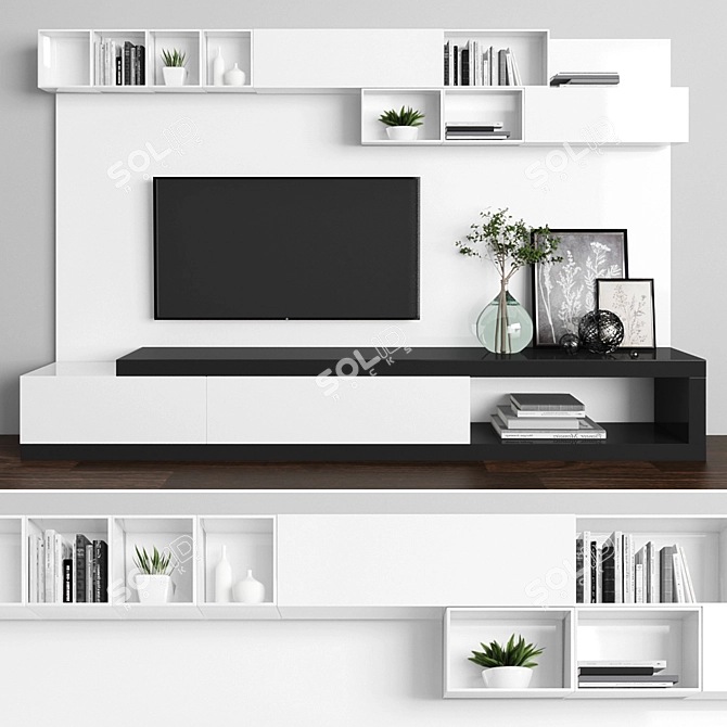 Modern TV Stand 110cm Height 3D model image 1