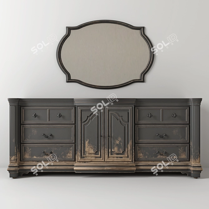 Vintage Loft-Style Chest of Drawers 3D model image 1