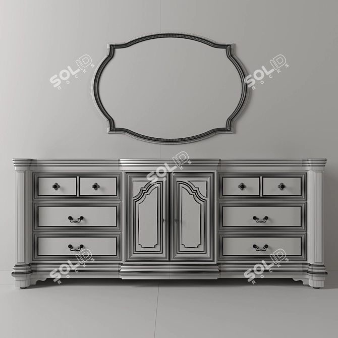 Vintage Loft-Style Chest of Drawers 3D model image 4