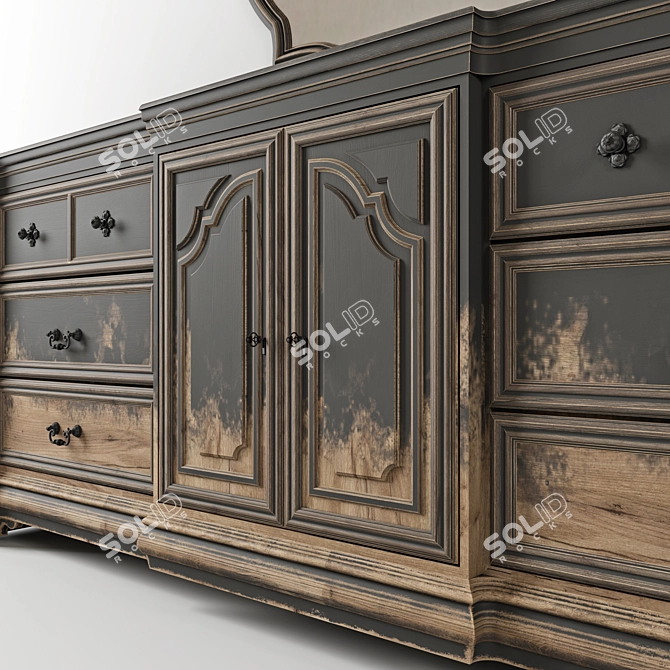 Vintage Loft-Style Chest of Drawers 3D model image 6