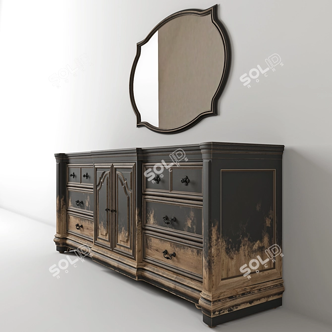 Vintage Loft-Style Chest of Drawers 3D model image 7