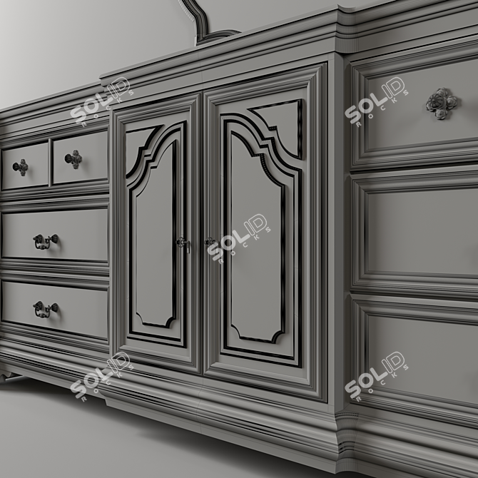 Vintage Loft-Style Chest of Drawers 3D model image 9