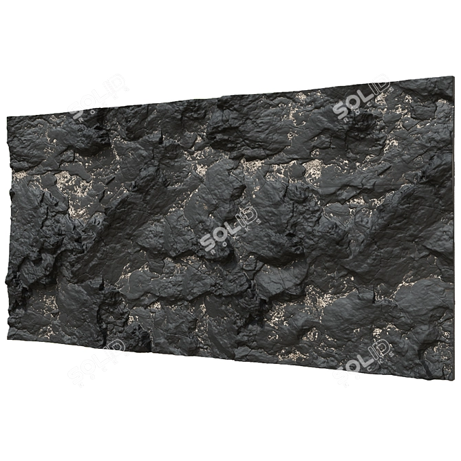 Sleek Black Stone Wall 3D model image 2