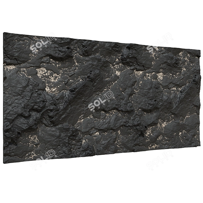 Sleek Black Stone Wall 3D model image 3