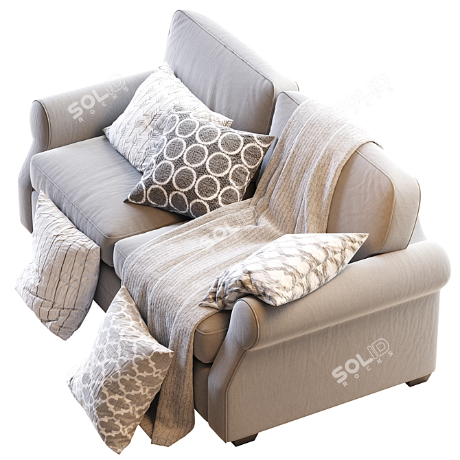 Fremont Roll Arm Sofa - Stylish and Comfortable 3D model image 2