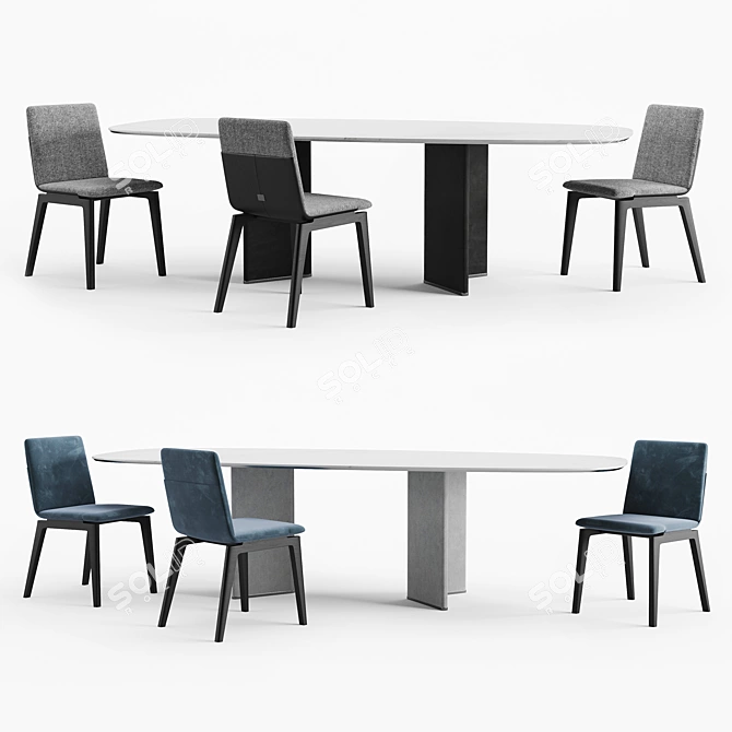 Elegant Marlon Chair and Wings Table Set 3D model image 1