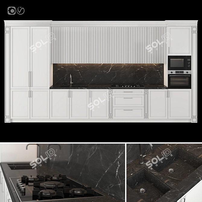 NeoClass Kitchen: Modular Design, High-Quality Textures 3D model image 1