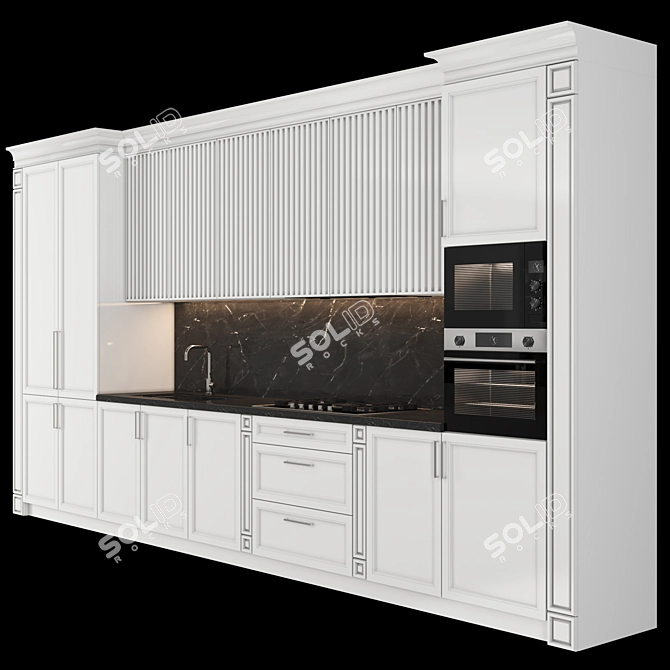 NeoClass Kitchen: Modular Design, High-Quality Textures 3D model image 4