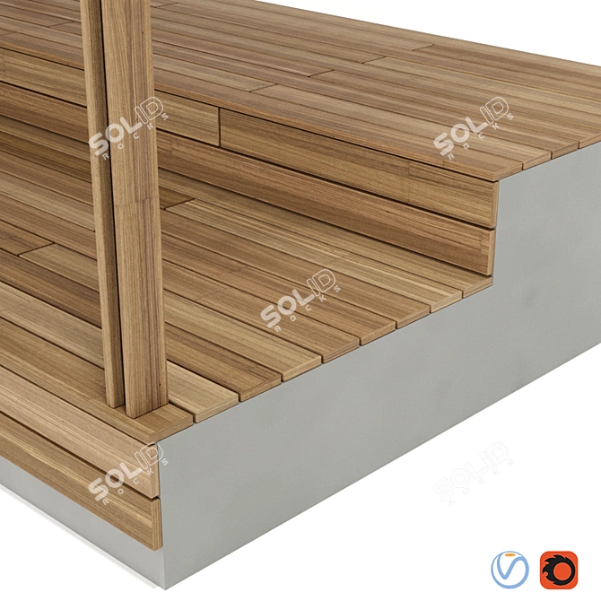 Elegant Wooden Veranda and Canopy with Stands 3D model image 4