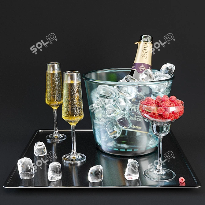 Title: Elegant Champagne Ice Tray 3D model image 1