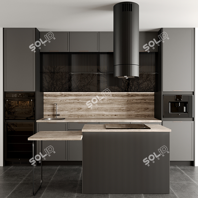 Modular Kitchen Design 3D Model 3D model image 1