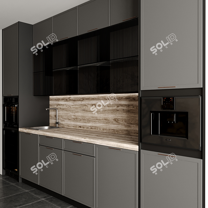 Modular Kitchen Design 3D Model 3D model image 2