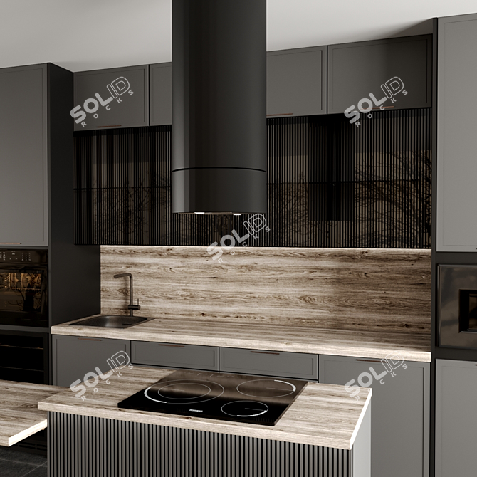 Modular Kitchen Design 3D Model 3D model image 4