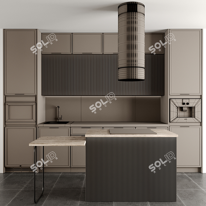 Modular Kitchen Design 3D Model 3D model image 5