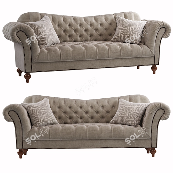 Elegant Vanna Brussel Tufted Sofa 3D model image 1