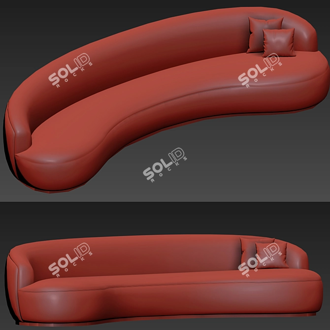 Elegant Pierre Augustin Rose & Serpentine Kagan Sofas 3D model image 3