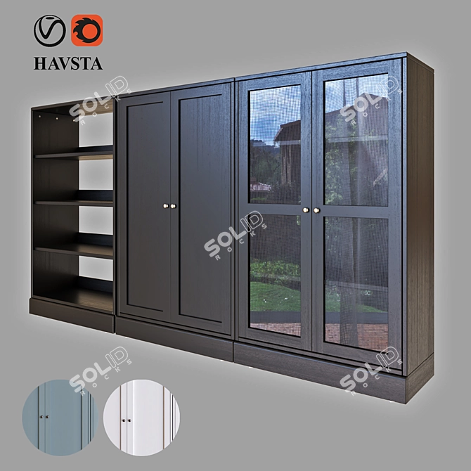 Sleek Glass Door Storage 3D model image 1