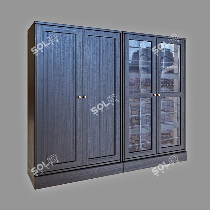 Sleek Glass Door Storage 3D model image 3