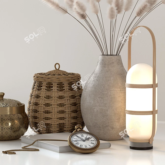 Rattan Basket Decor Set 3D model image 3