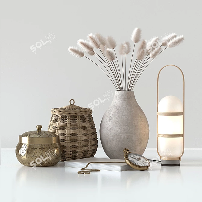 Rattan Basket Decor Set 3D model image 6