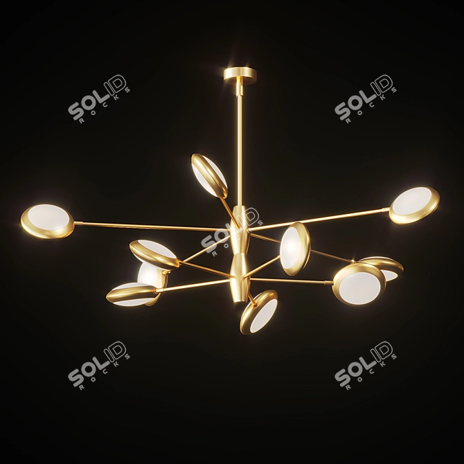 Contemporary LED Chandelier with Biconvex Disc Shades 3D model image 1