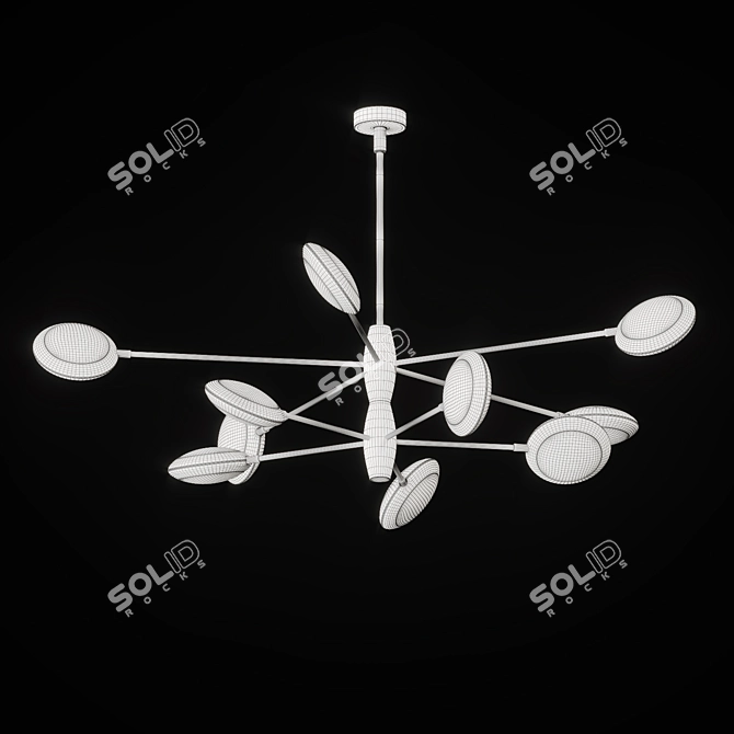 Contemporary LED Chandelier with Biconvex Disc Shades 3D model image 2