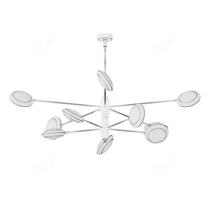 Contemporary LED Chandelier with Biconvex Disc Shades 3D model image 5