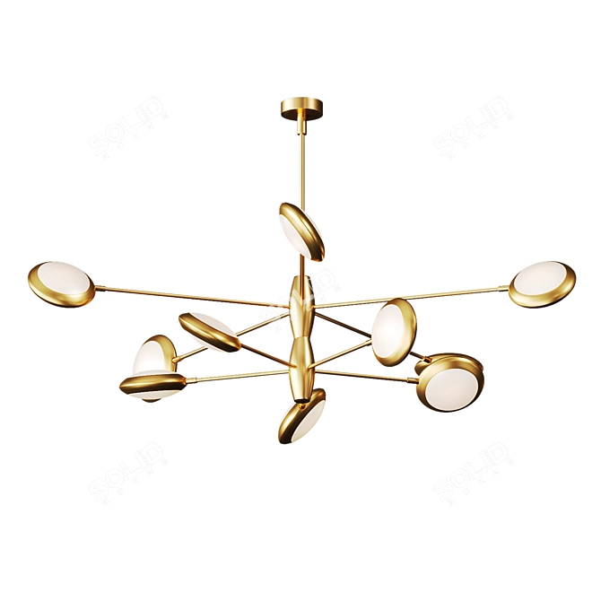 Contemporary LED Chandelier with Biconvex Disc Shades 3D model image 6