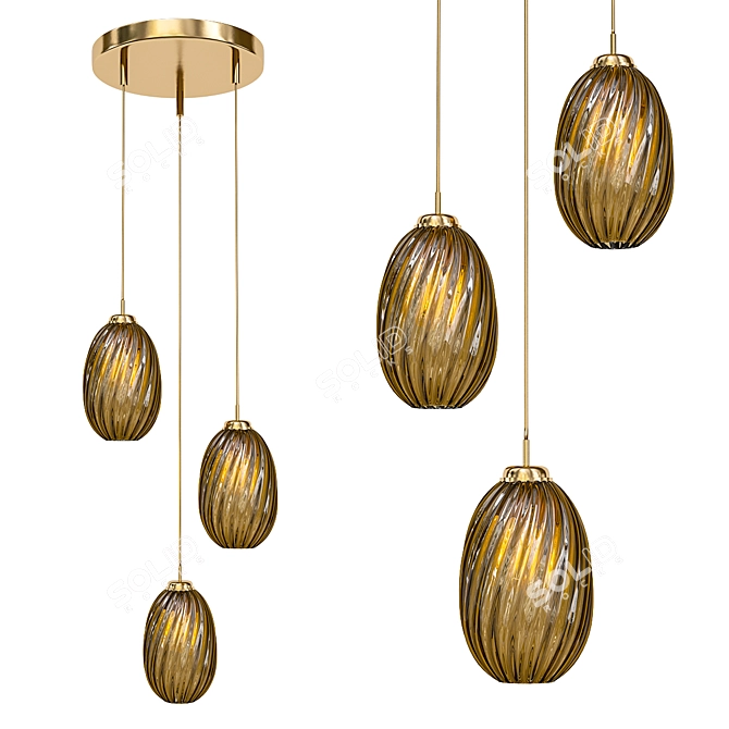 Elegant Reccagni Angelo Ceiling Light 3D model image 1