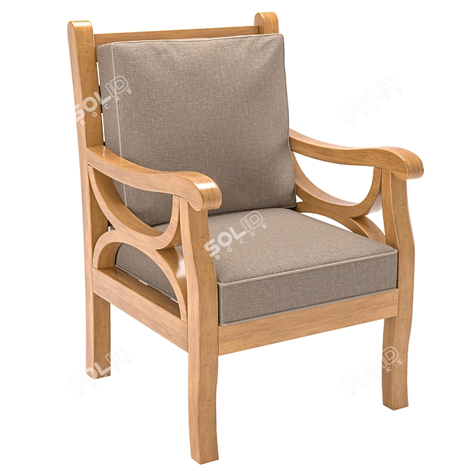 Rustic Wooden Outdoor Chair 3D model image 1