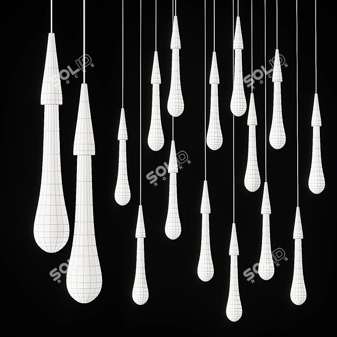 Glass Droplet Pendant Lamp with Air Bubble Design 3D model image 2