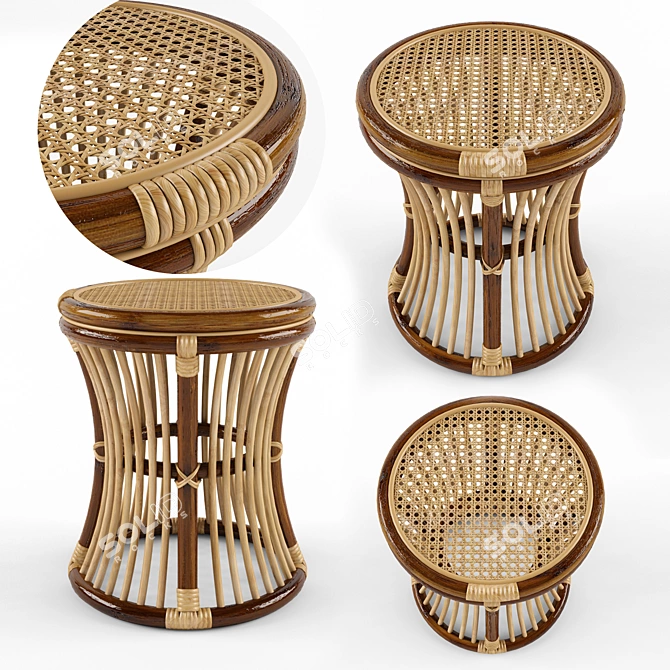 Eco-friendly Rattan Side Table 3D model image 1