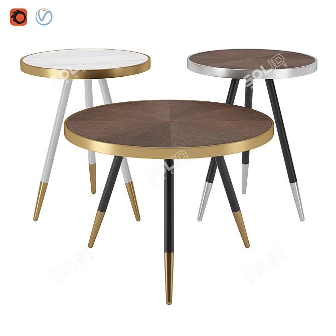 Modern Round Coffee Tables Set 3D model image 1