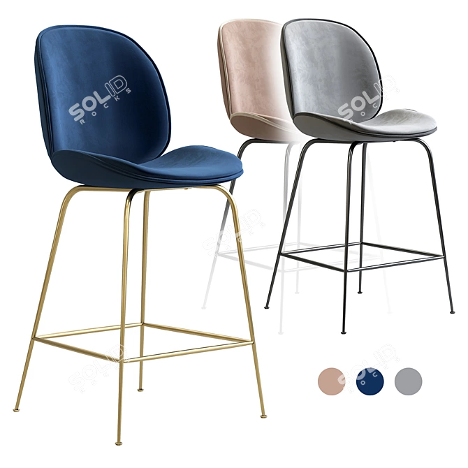 Stylish Gubi Beetle Counter Chair 3D model image 3