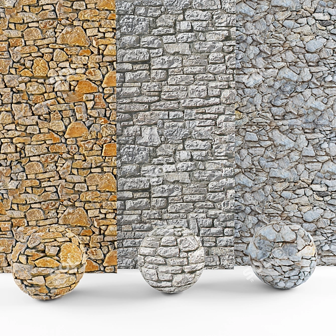 Vray Stone Walling (124x91.5) 3D model image 1