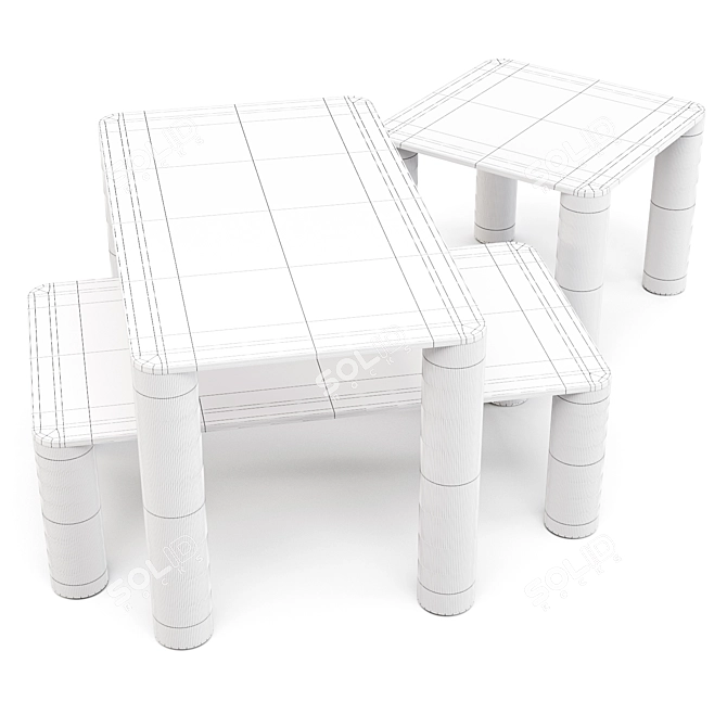 Midj Paw Coffee Table Set 3D model image 3