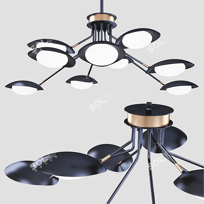 Modern Black LED Chandelier: Scan 12.5 3D model image 1