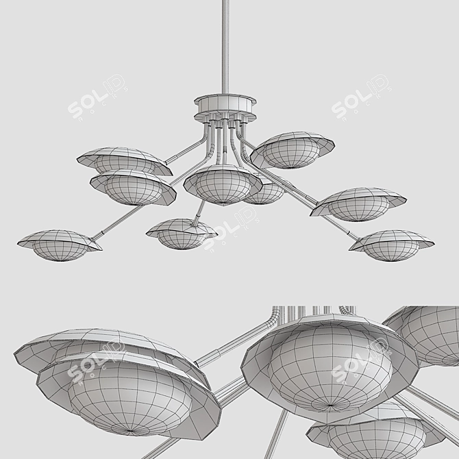 Modern Black LED Chandelier: Scan 12.5 3D model image 2