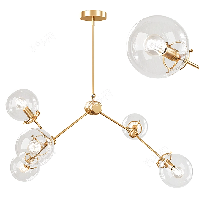 Elegant Brass Pendant Light 3D model image 1