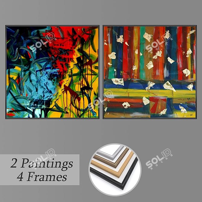 Elegant Set of Wall Paintings 3D model image 1