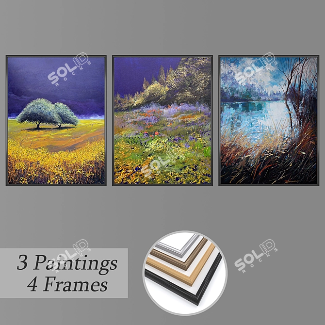 Elegant Wall Art Set 3D model image 1