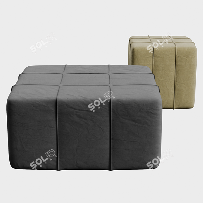 Versatile Square Pouf 40x40x40cm 3D model image 1