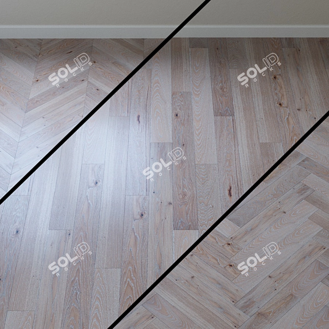 Upofloor Oak Parquet Board: French Christmas Tree Design 3D model image 1