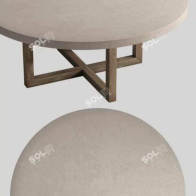 Rustic Concrete & Reclaimed Pine Dining Table 3D model image 4