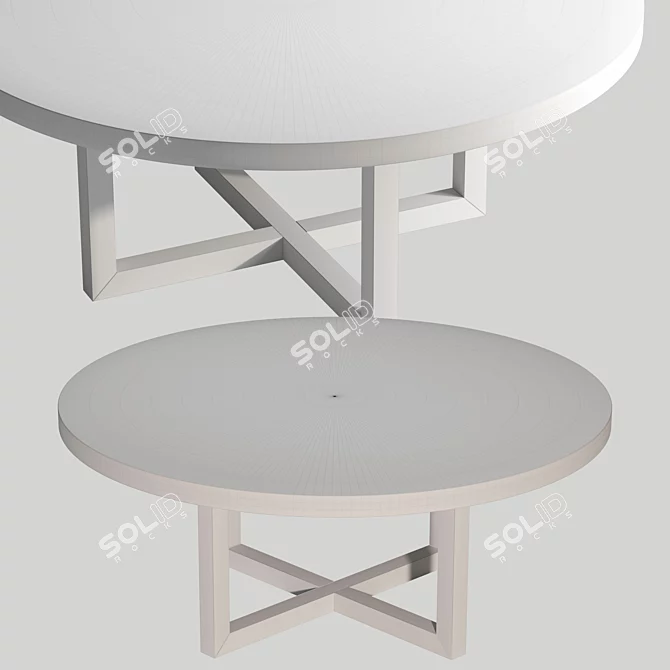 Rustic Concrete & Reclaimed Pine Dining Table 3D model image 5